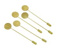 Honbay 20PCS Round Tray Safety Pins Lapel Sticks Blank Brooch Bases Suit Tie Hat Pin Scarf Badge(Gold)