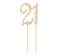 Honbay 21 Birthday Cake Topper Sparkly Bling Alloy Crystal Rhinestones Cake Topper Cake Decoration for 21th Birthday or Anniversary Party (Gold)