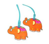 HONBAY 2PCS Cute Elephant Luggage Tags for Travel or Business Trip
