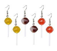 Honbay 3 Pairs of Sweet Creative Lollipop Drop Earring Funny Cute Artificial Candy Dangle Earring