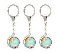 Honbay 3PCS Rotated Globe Keychains Double-Sided Glass Earth Keyrings Keyholder Creative Bag Hanging Ornament for Keys Backpack Purse or Car Decoration, Blue, 105mm/4.13inch