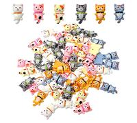 Honbay 60PCS Resin Cat Slime Charms Cartoon Animal Flatbacks Buttons Crafts Embellishment for DIY Hair Clips Phonecase Jewelry Making (6 Color)