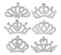Honbay 6PCS 3.8cm/1.5In Mini Sparkling Rhinestone Crown Hair Comb Glitter Crystal Princess Tiara Comb Party Headwear