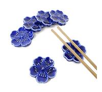 Honbay 6PCS Elegant Cherry Blossom Ceramic Chopsticks Rest Rack Stand Holder for Chopsticks, Forks, Spoons, Knives, Paint Brushes (blue)