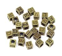 Honbay 78PCS 7mm Bronze Cube Alphabet Beads for DIY Crafts and Jewelry Making
