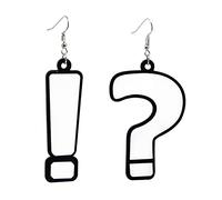 Honbay Acrylic Question Mark Exclamation Mark Asymmetric Earrings Nightclub Personality Exaggerated Earrings Funny Punk Hip Hop Earrings
