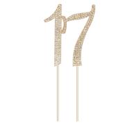 HONBAY Honbay 1PCS 17 Birthday Cake Topper Sparkly Bling Alloy Crystal Rhinestones Cake Topper Cake Decoration for 17th Birthday or Anniversary Party - Gold