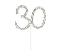 Honbay Small Size 30 Birthday Cake Topper Sparkling Bling Alloy Crystal Rhinestones Cake Topper Cake Decoration for 30th Birthday or Anniversary Party