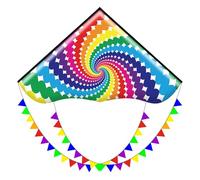 HONBO Delta Kites for Adults and Kids,Easy Flyer Large Kites with 2x11.5ft Detachable Tails, The Easiest Single Line Beach Kite, Comes with 200ft String Kite Handle (Lollipop)