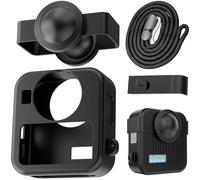 Honbobo Camera Silicone Protective Case Cover Lens Caps Battery Replacement Side Door Lanyard for GoPro Max 2 (4in1(cover+battery cover+lens cap+lanyard))