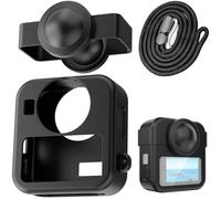 Honbobo Camera Silicone Protective Case Cover Lens Caps Battery Replacement Side Door Lanyard for GoPro Max 2 (3in1(camera cover+lens caps+lanyard))