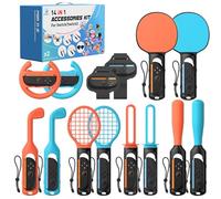 HONCAM Sports Accessories Kit for Nintendo Switch & Switch 2, 14 in 1 Gaming Bundle with Tennis Rackets, Golf Clubs, Baseball Bats, Ping Pong Paddles, Leg Straps, Sword Grips & Steering Wheels
