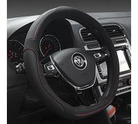 HONCENMAX D Type Steering Wheel Cover - Flat Bottom Car Steering Wheel Protector for Men Women - D Cut Shaped Diameter 38cm(15") PU Leather Black