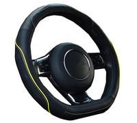 HONCENMAX D Type Steering Wheel Cover - Flat Bottom Car Steering Wheel Protector for Men Women D Cut Shaped Diameter 38cm(15") - Genuine Leather Yellow