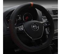 HONCENMAX D Type Steering Wheel Cover - Flat Bottom Car Steering Wheel Protector for Men Women D Cut Shaped Diameter 38cm(15") PU Leather Orange