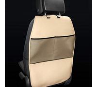 HONCENMAX Kick Mat Car Seat Back Protector Waterproof Easy to Clean Multifunctional Organizer Storage Bag Travel Accessory PU Leather [2 Pack] Beige