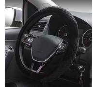 HONCENMAX Plush Steering Wheel Cover - Flat Bottom Car Steering Wheel Protector D Cut Shaped - Universal Diameter 38cm(15") Black