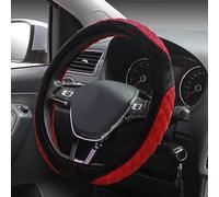 HONCENMAX Plush Steering Wheel Cover - Flat Bottom Car Steering Wheel Protector D Cut Shaped - Universal Diameter 38cm(15") Red