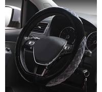 HONCENMAX Plush Steering Wheel Cover - Flat Bottom Car Steering Wheel Protector D Cut Shaped - Universal Diameter 38cm(15") Gray