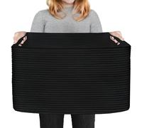 HONCESTA Extra Large Black Basket, 22" X 17" X 12" Rectangle Woven Baskets for Storage, Soft Cotton Rope Kids Room Toy Basket Box Bins, Big Wicker Basket Organizer for Blankets, Pillows, Laundry