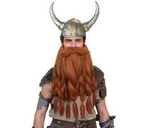 Honcloud Realistic - Novelty Viking Dwarf Pre-Styled Braided Fake Beard for Cosplay & Halloween, Red, One Size