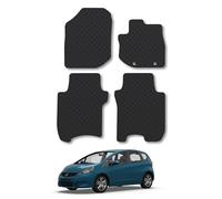 Honda Jazz (2008-2011) Heavy Duty Thick Rubber Car Mats Accessories Tailored Fit Front Rear Set Compatible Accessory Waterproof Durable Non-Slip 5mm Full Coverage Protection with Clips