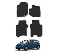 Honda Jazz (2011-2015) Rubber Car Mats Accessories Tailored Fit Compatible Accessory Waterproof Protection Non-Slip Floor Mats Full Coverage Durable Front Rear Set Coverage with Clips