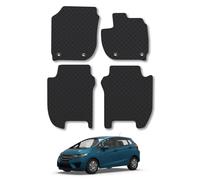 Honda Jazz (2015-2020) [Auto] Heavy Duty Thick Rubber Car Mats Accessories Tailored Fit Front Rear Set Compatible Accessory Waterproof Durable Non-Slip 5mm Full Coverage Protection with Clips