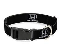 Honda Logo Plastic Clip Dog Collar, Black and Silver, 16-23" Wide