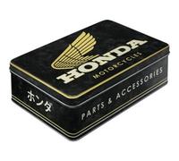 Nostalgic-Art 2.5 Litre Retro Flat Tin Containers, Honda MC - Parts & Accessories Gold - Gift Ideas for Honda Lovers, Official License Product (OLP) Vintage Design Box with Lid