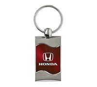 Honda Premium Chrome Spun Wave Burgundy H Genuine Logo Key Chain Fob Ring