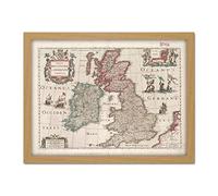 Hondius 1617 Map Great Britain Ireland Latin Language Artwork Framed Wall Art Print 18X24 Inch