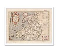 Hondius 1633 Welsh Latin Early Map Wales Cymru Art Print Framed Poster Wall Decor 12x16 inch