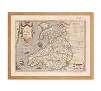 Hondius 1633 Welsh Latin Early Map Wales Cymru Art Print Framed Poster Wall Decor 12x16 inch