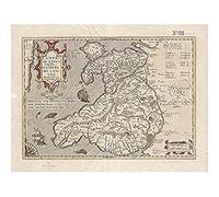 Hondius 1633 Welsh Latin Early Map Wales Cymru Unframed Wall Art Print Poster Home Decor Premium