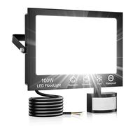 Hondony 100W Security Lights Outdoor Motion Sensor, 6500K Outside Security Lights with Sensor, IP66 Waterproof Pir Lights with Remote Control for Garden, Backyard, Garage, Doorways