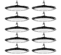 Hondony 10Pack 200W LED UFO High Bay Light, 6500K Daylight White 10000LM Workshop Lighting, IP65 Waterproof Commercial Shop Industrial Lights Fixtures with 75cm Chain for Workshop Factory