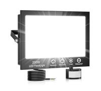 Hondony 200W Pir Floodlight, Motion Sensor Outdoor Security Light, 6500K LED Floodlights with PIR Sensor, IP66 Waterproof Pir Lights Outdoor with Remote Control for Garden, Backyard, Garage, Doorways