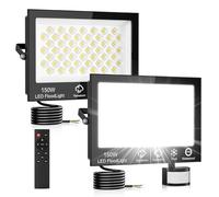 Hondony 2Pack 150W Pir Floodlight Outdoor,6500K LED Floodlights with PIR Motion Sensor, IP66 Waterproof Led Sensor Lights Outdoor with Remote Control for Garden, Backyard, Garage, Doorways