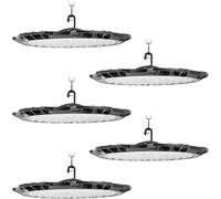 Hondony 5Pack 200W LED UFO High Bay Light, 6500K Daylight White 10000LM Workshop Lighting, IP65 Waterproof Commercial Shop Industrial Lights Fixtures with 75cm Chain for Workshop Factory