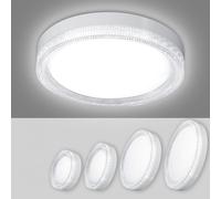Hondony Ceiling Lights 18W, 6500K Super Bright Crystal Round LED Ceiling Light, IP45 Waterproof Bathroom Light, for Office, Living Room, Bedroom, Kitchen, Hallway, Porch