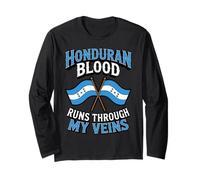 Honduran Blood Runs Honduras Flag Pride Heritage Honduras Long Sleeve T-Shirt