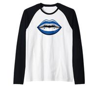 Honduran Flag Themed Lips with Stars Raglan Baseball Tee