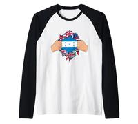 Honduran Pride Tear Through World Flags Raglan Baseball Tee