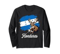 Honduras Flag Deer Grunge National Pride Art Long Sleeve T-Shirt
