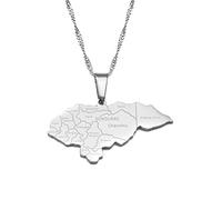 Honduras Map Pendant Thin Necklaces Honduran Maps Men Adjustable Chain Necklace, 60cm Thin Chain, Copper, Agate
