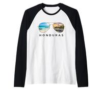 Honduras Tropical Beach and Sunset Village Sunglasses Raglan Baseball Tee