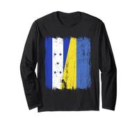 Honduras Ukraine Half Flag Honduran Ukrainian Heritage Long Sleeve T-Shirt