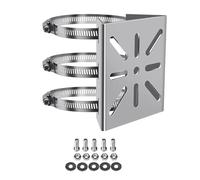 honecumi Universal Vertical Pole Mount Bracket for CCTV, IP & PTZ Dome Cameras, Stainless Steel Outdoor Mast Mount with 3 Adjustable Clamps, Weatherproof No-Drill Security Camera Mounting Kit