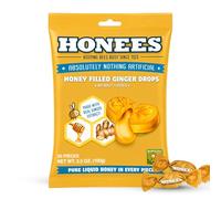 Honees Filled Honey Ginger Drops, Natural Cough Drops- Pure Ginger Sore Throat Relief - Nothing Artificial -Throat Coat Lozenges, Natural Cough Suppressant, Non-GMO (1 Pack - 20 Drops)